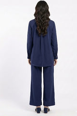 Navy Button Down Georgette Set