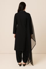 Black Linen Solid 3PC