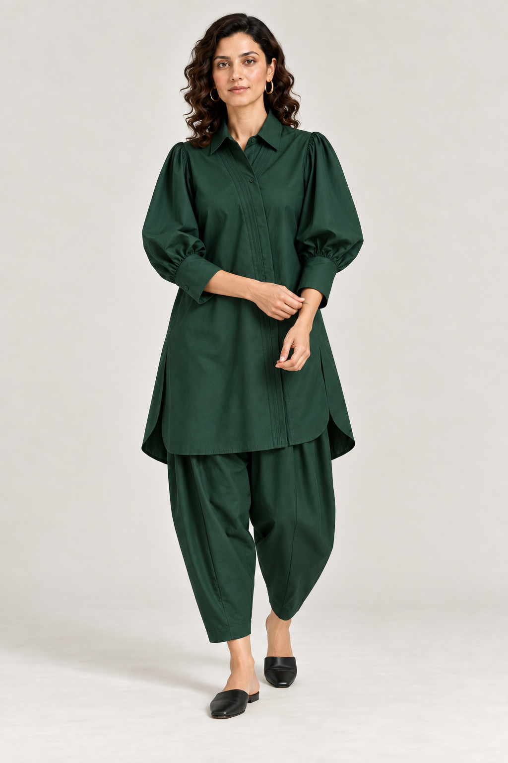 The Sculpted Poplin Set – Green