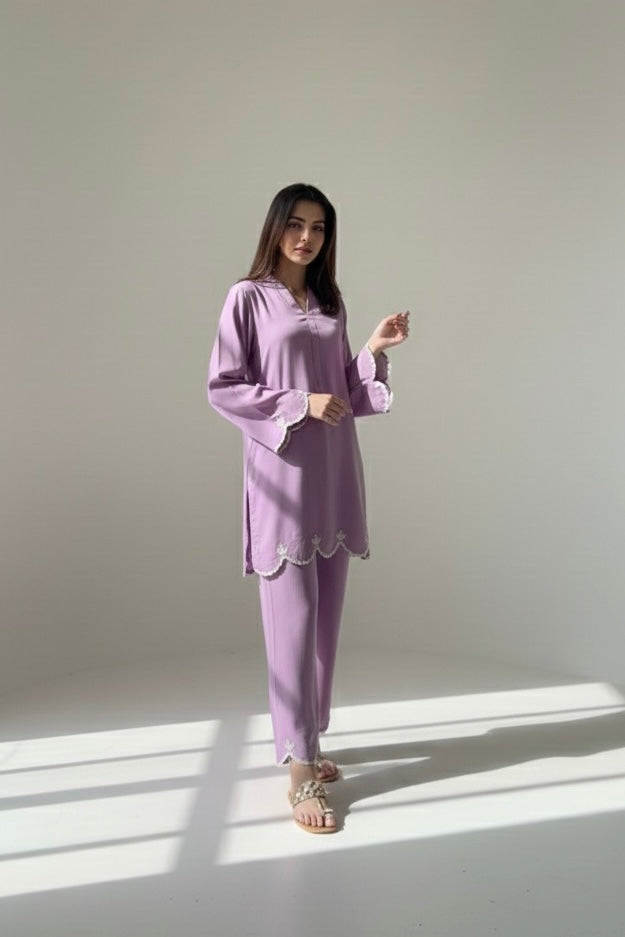 Cambric Lilac Embellished Set