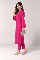 The Fringe Poplin Set – Fuschia