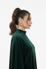 Velvet Poncho Top Emerald