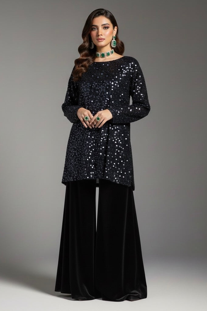 Navy Velvet Sequin Set