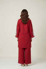 Winter Cotton Embroidered Set Red