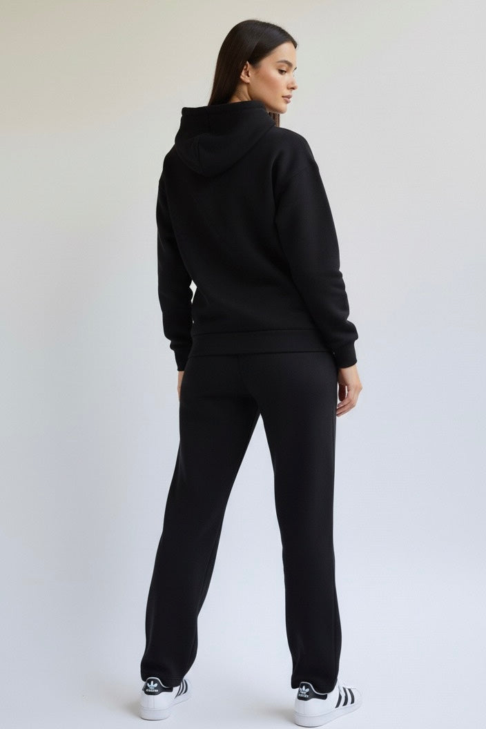 Cozy Fleece Straight Pants Black
