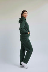 Cozy Fleece Straight Pants Green
