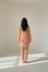 Peach Cambric Lawn Embellished Set