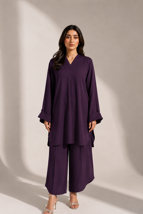 Deep Purple Nida Crepe Set