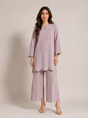 Scalloped Coord Set Mauve