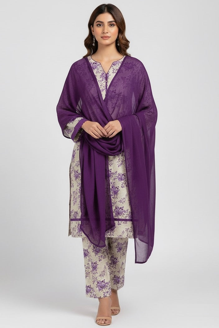 Slub Khaddar Print 3PC