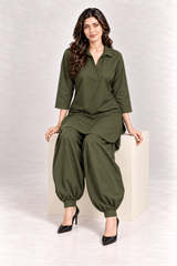 Mode Poplin Co-ord - Olive