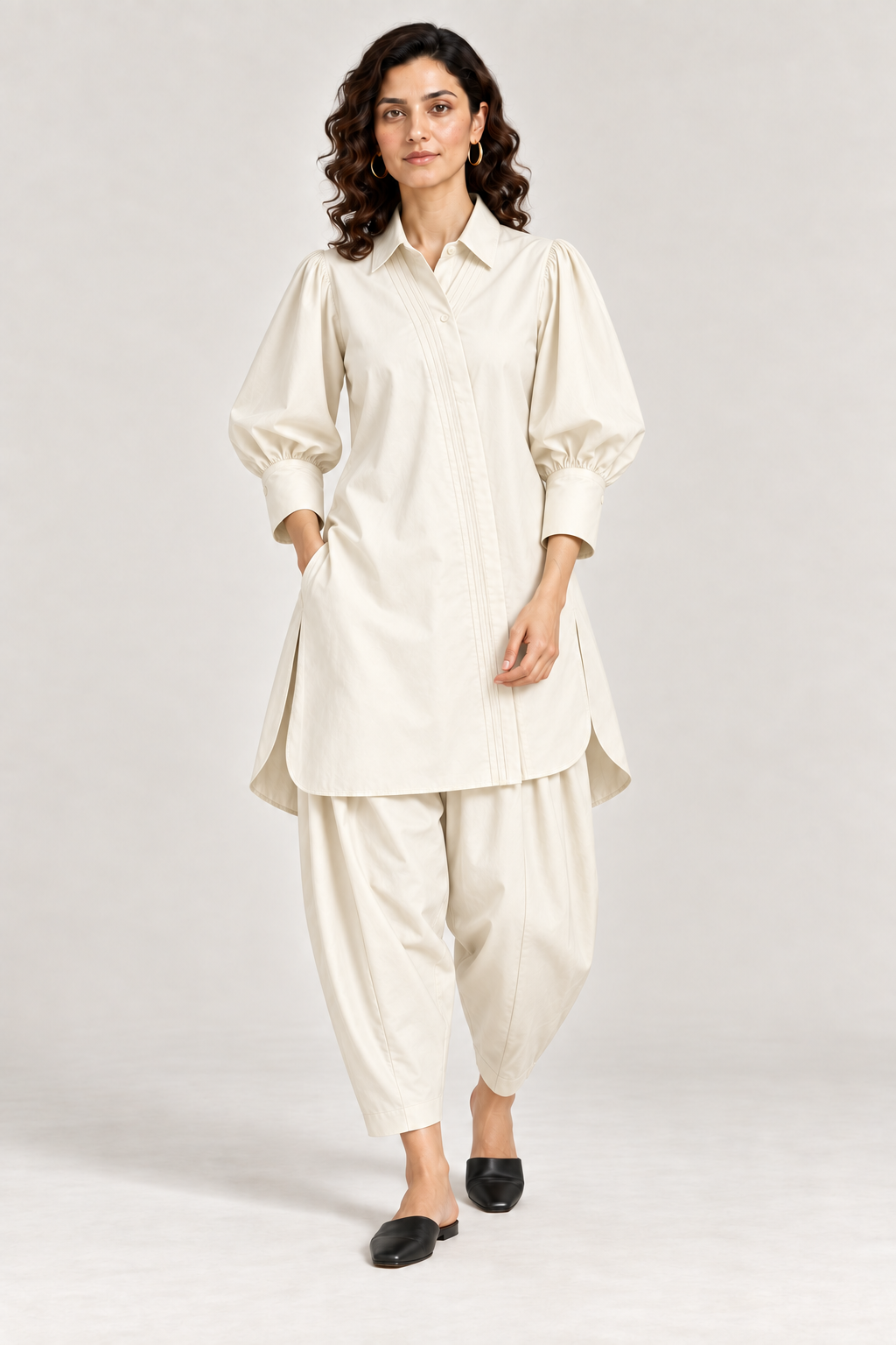 The Sculpted Poplin Set – White