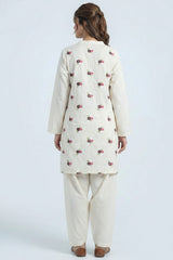 Winter Cotton Embroidered Set Ivory