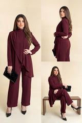 Maroon Drape Coord Set