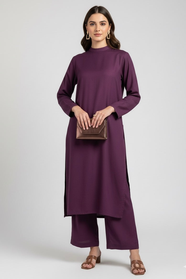 Deep Purple Stripe Viscose Set