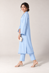 The Fringe Poplin Set – Powder Blur