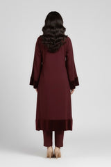 Maroon Karandi Velvet Set
