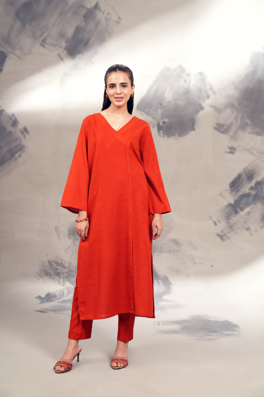 Slub Khaddar Red 2 PC