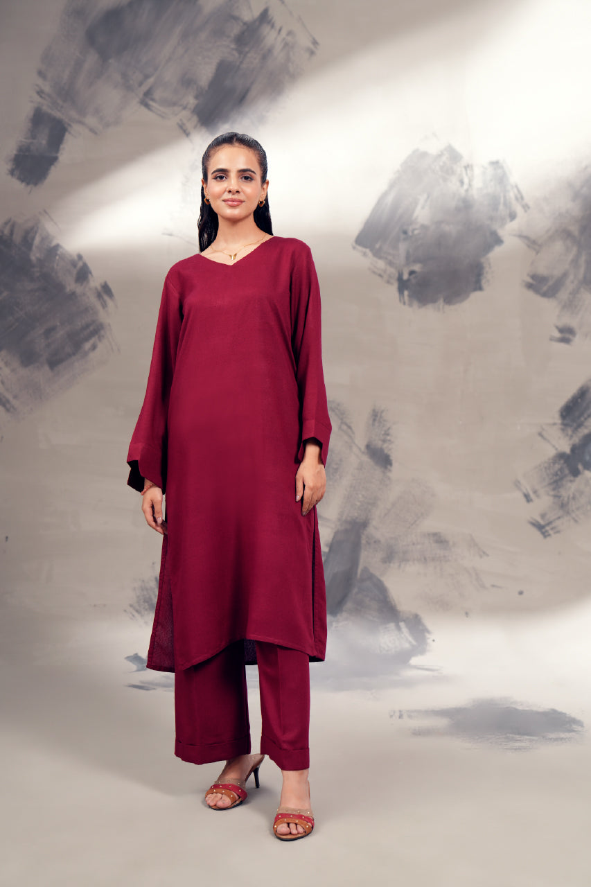 Silk Karandi Maroon 2 pc