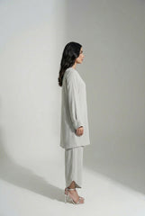 Mist Grey Crepe Coord Set