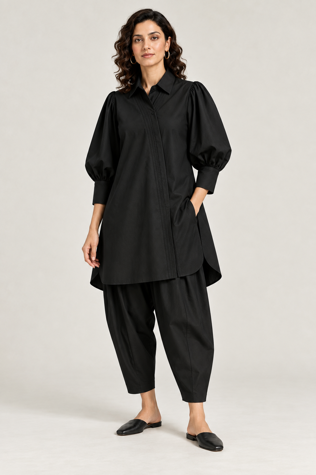 The Sculpted Poplin Set – Black