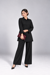 Classic Collar Dhanak Set - Black