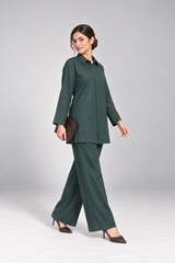 Classic Collar Dhanak Set - Deep Teal