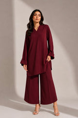 Maroon Nida Crepe Set