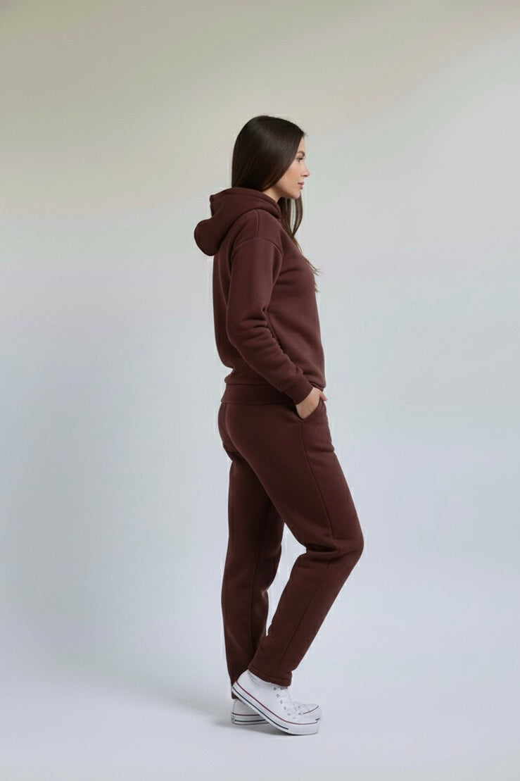 Cozy Fleece Straight Pants Maroon