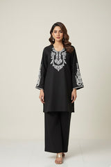 Winter Cotton Embroidered Set Black