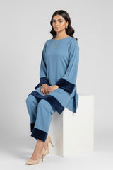 Blue Karandi Velvet Set