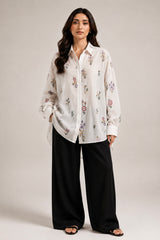 Floral Boxy Shirt White