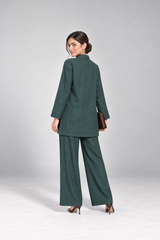 Classic Collar Dhanak Set - Deep Teal