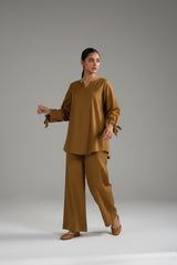 Lawn Relaxed Coord Set Mustard Olive