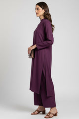 Deep Purple Stripe Viscose Set