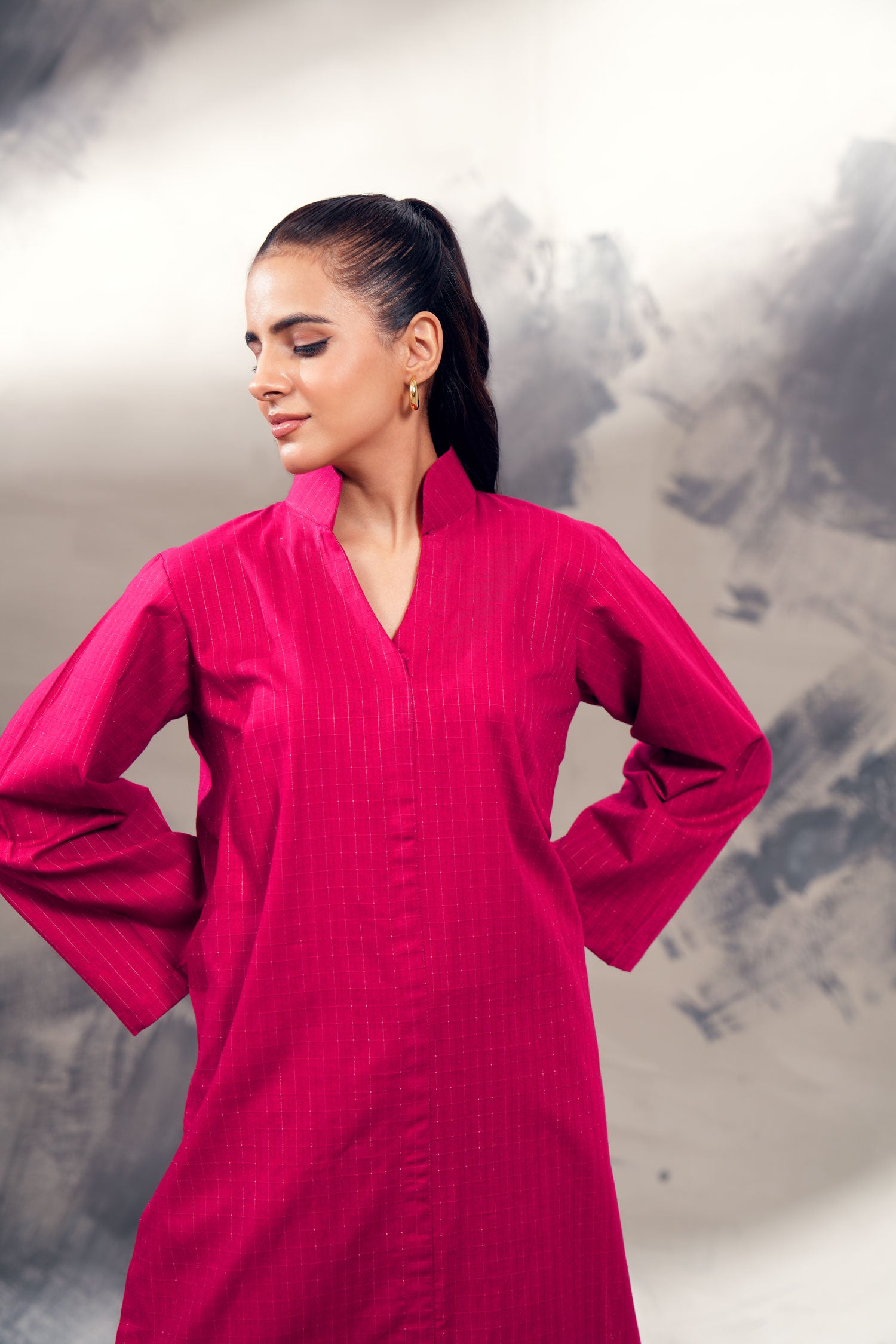 shocking pink lawn dress 2451-Hot-Pink Medium Embroidered Lawn Stitched Motifz
