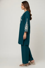 Winter Cotton Embroidered Set Teal Navy