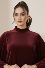Velvet Poncho Top Maroon