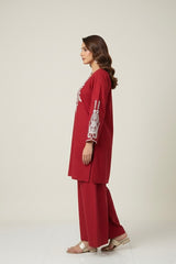 Winter Cotton Embroidered Set Red