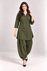 Mode Poplin Co-ord - Olive