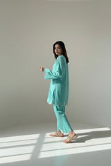 Aqua Cambric Embellished Set