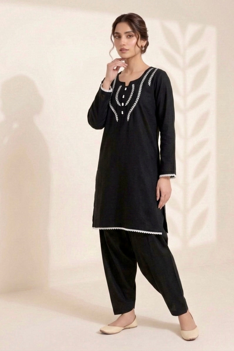 Black Lawn Embellished Set