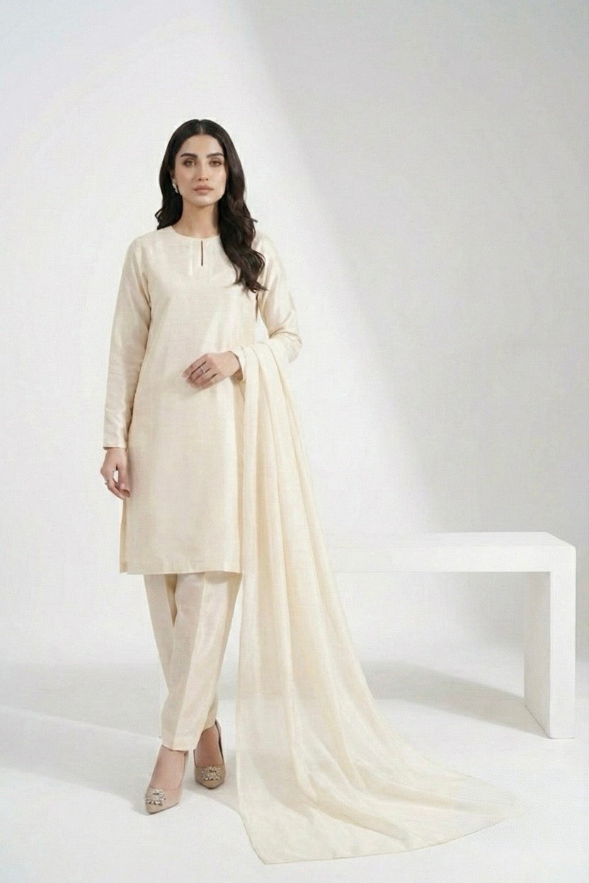 Korean Silk Ivory 3PC