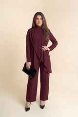 Maroon Drape Coord Set