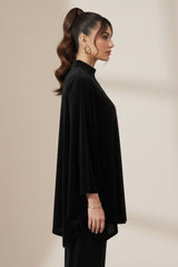 Velvet Poncho Top Black