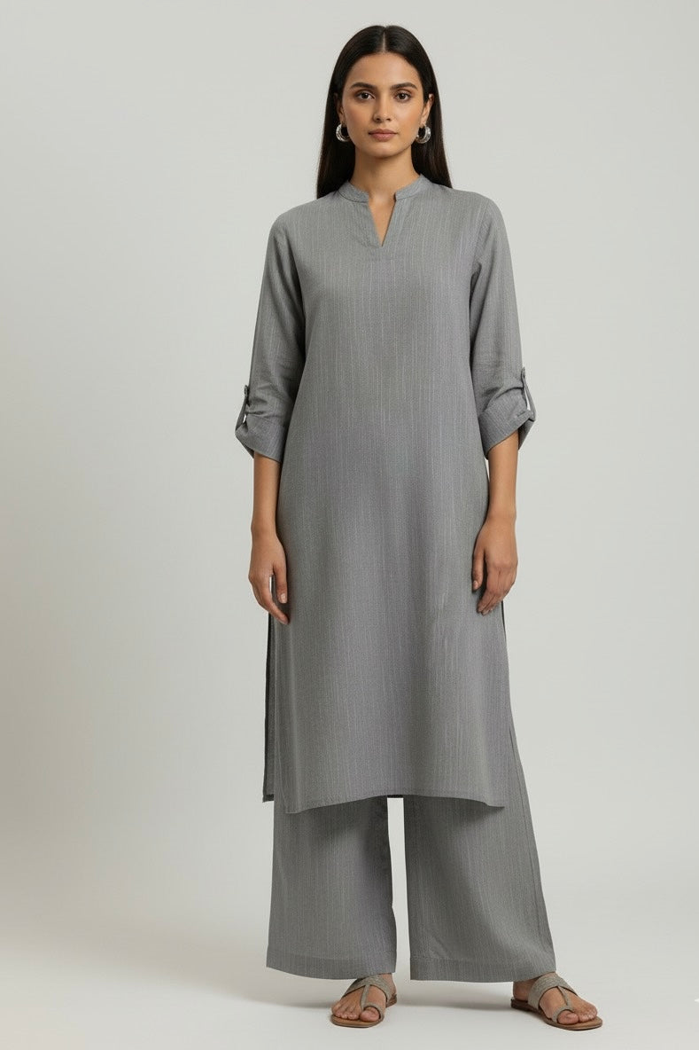 Relaxed Grey Khaddar Set