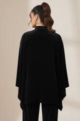 Velvet Poncho Top Black