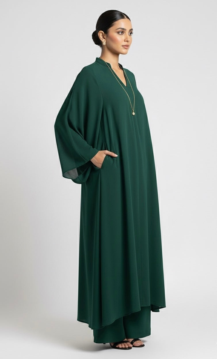 Flowy Georgette Emerald Coord Set