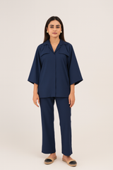 Navy Relaxed-Fit Coord Set