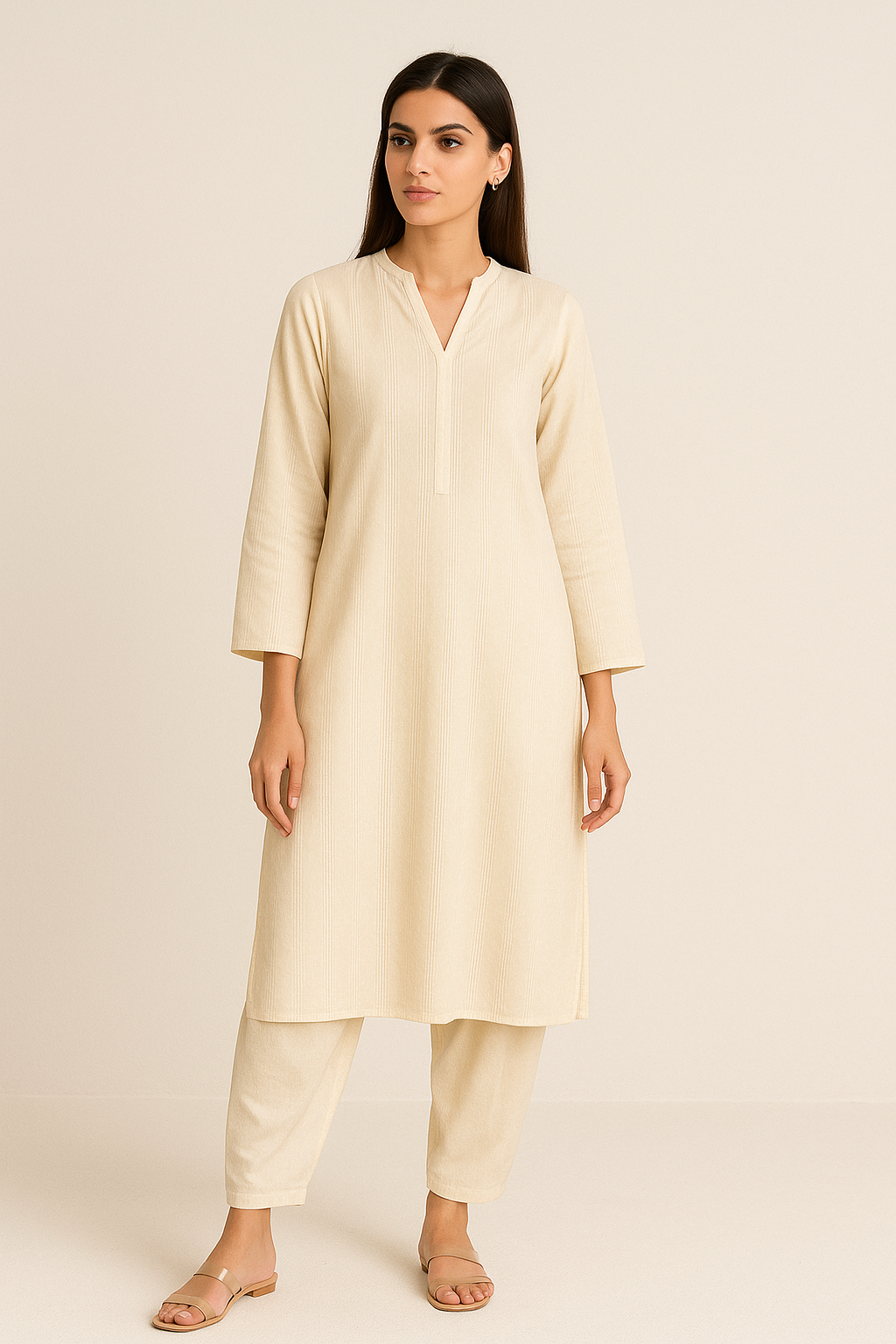 Off white Dobby Kurta Set
